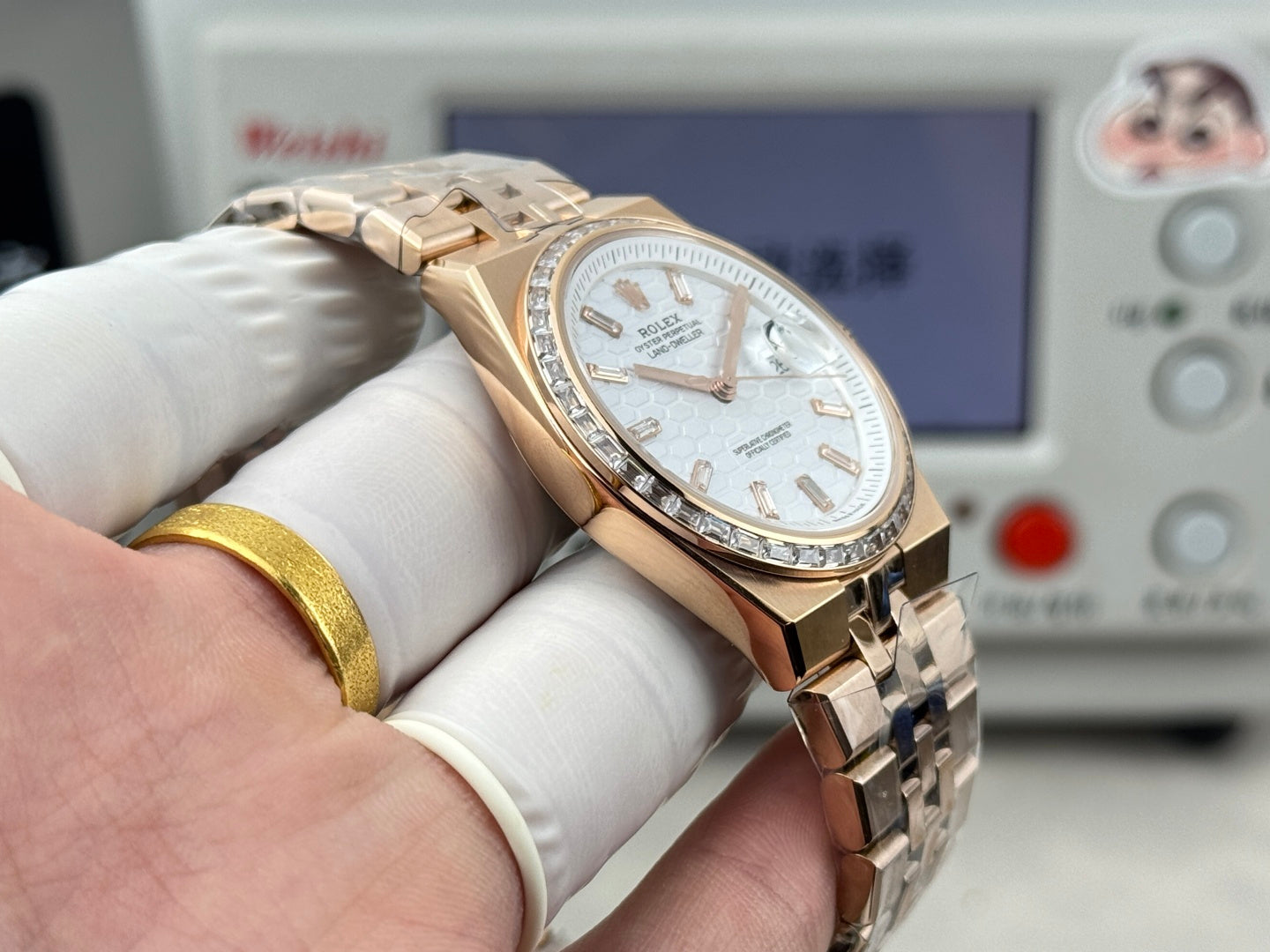 Rolex Land-Dweller Gold White Motif Dail