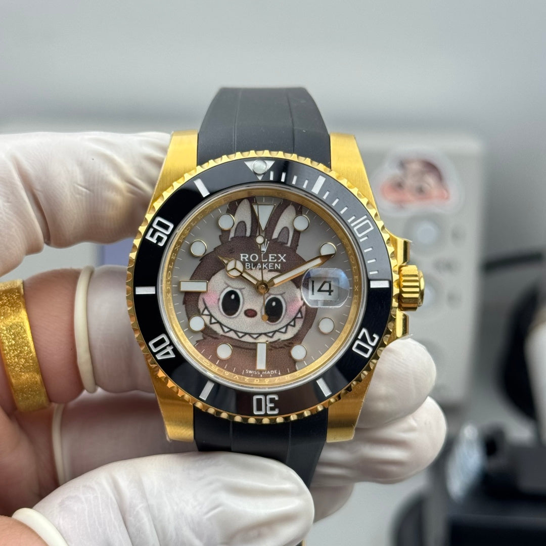 Rolex Gold Black Submarine X Labubu Blacken