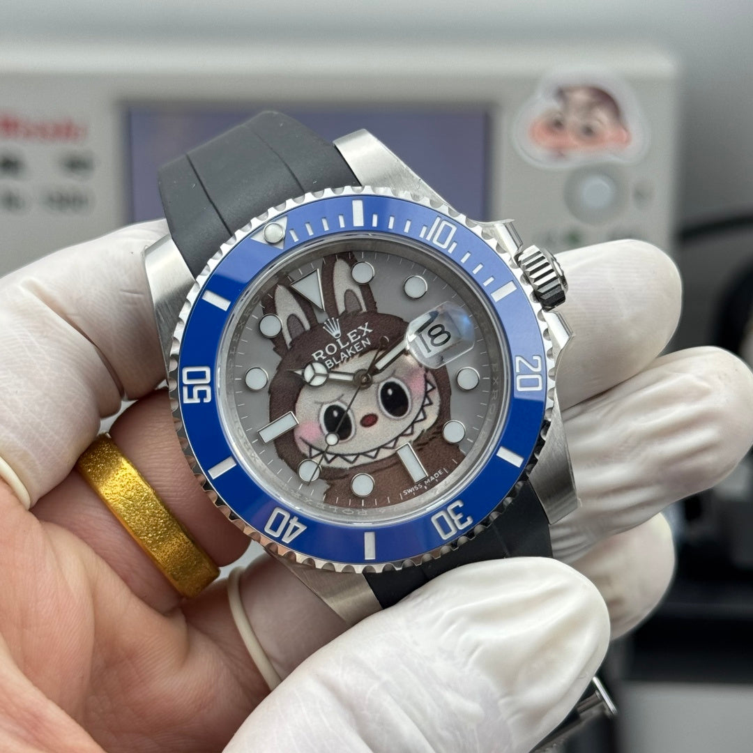 Rolex Silver Blue Submarine X Labubu Blacken
