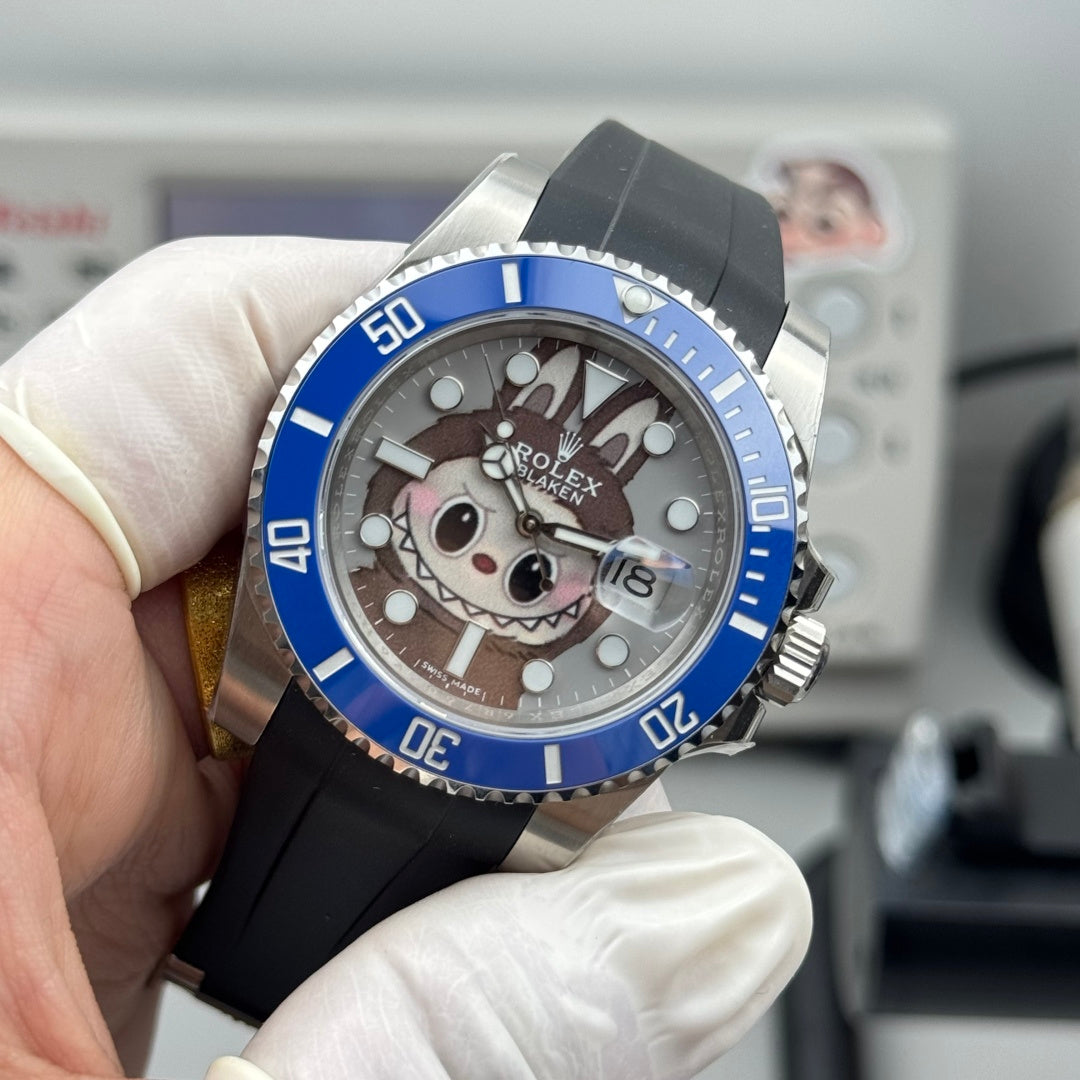 Rolex Silver Blue Submarine X Labubu Blacken