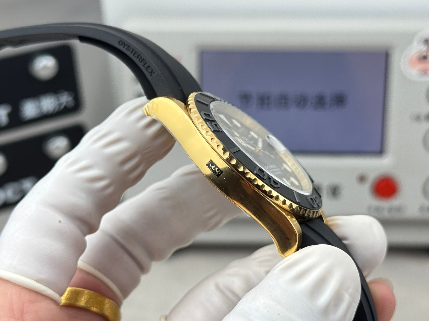 Rolex Yacht-Master II Gold Black Dial & Matte Black Oysterflex