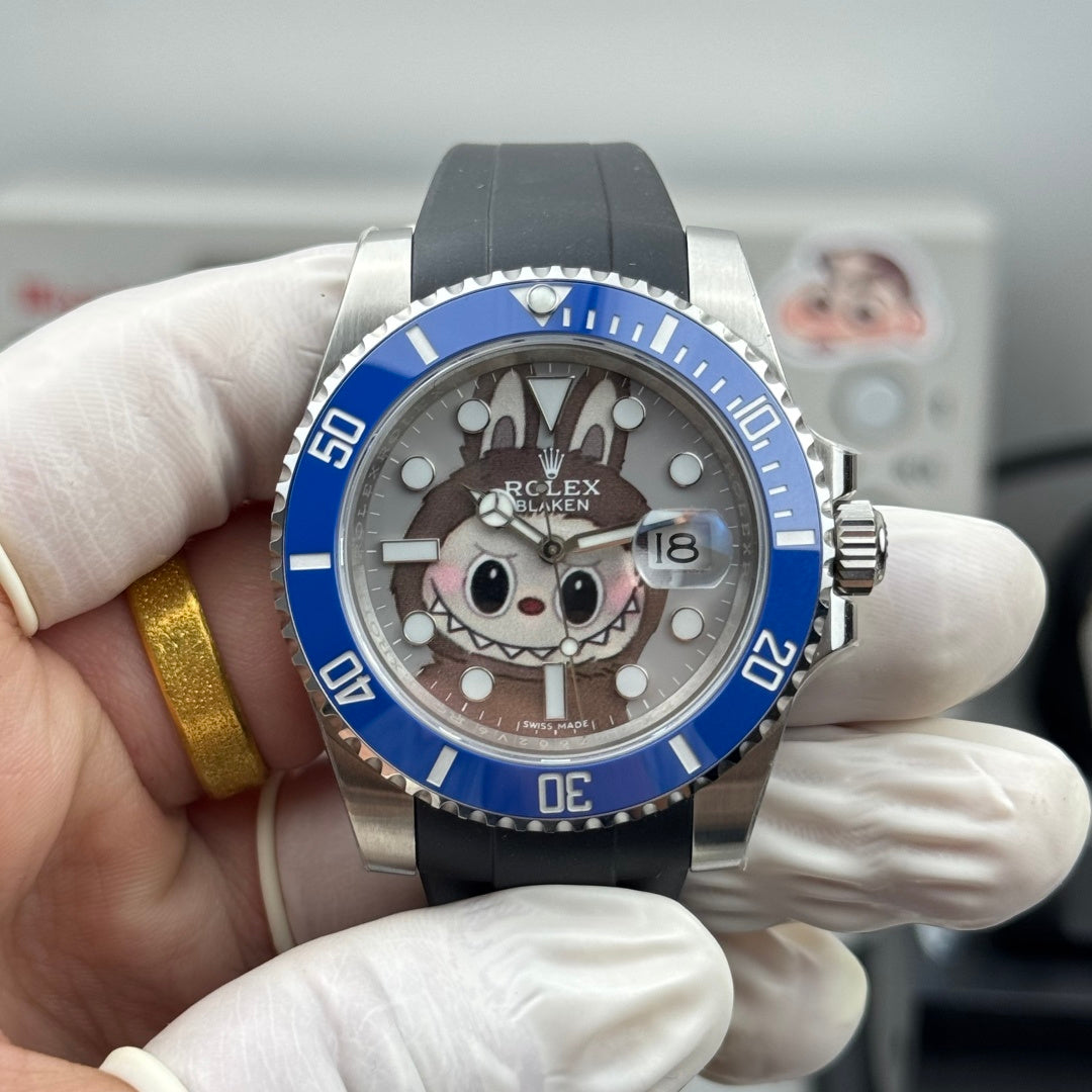 Rolex Silver Blue Submarine X Labubu Blacken